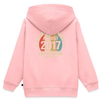 August 2017 6 Jahre Jubiläumsgeschenk - Kinder Premium Organic Zip Hoodie - Rosa - Hinten - AI Model Kid Female (0cm)