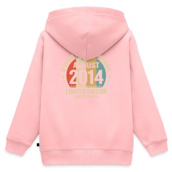 August 2014 9 Jahre Jubiläumsgeschenk - Kinder Premium Organic Zip Hoodie - Rosa - Hinten - AI Model Kid Female (0cm)