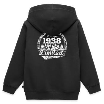 Vintage 1938 Alle Originalstücke Retro Geschenk - Kinder Premium Organic Zip Hoodie - Schwarz - Hinten - AI Model Kid Male (0cm)