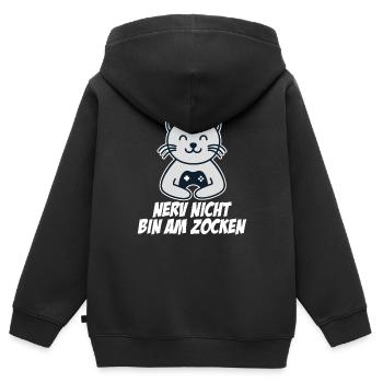 Nerv Nicht Bin Am Zocken - Kinder Premium Organic Zip Hoodie - Schwarz - Hinten - AI Model Kid Male (0cm)