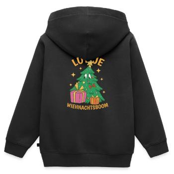 Lüttje Wiehnachtsboom Plattdeutsch - Kinder Premium Organic Zip Hoodie - Schwarz - Hinten - AI Model Kid Male (0cm)