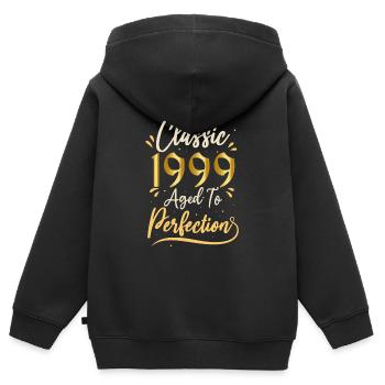 Anniversaire 1999 cadeau 1999 Classic 1999 - Sweat Premium à capuche zippé enfant bio - noir - Dos - AI Model Kid Male (0cm)