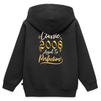 Geburtstag 2008 Geschenk 2008 Classic 2008 - Kinder Premium Organic Zip Hoodie - Schwarz - Hinten - AI Model Kid Male (0cm)