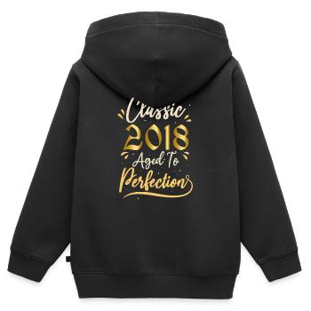 Anniversaire 2018 cadeau 2018 Classic 2018 - Sweat Premium à capuche zippé enfant bio - noir - Dos - AI Model Kid Male (0cm)