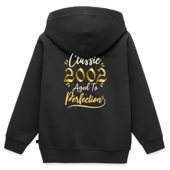 Anniversaire 2002 cadeau 2002 Classic 2002 - Sweat Premium à capuche zippé enfant bio - noir - Dos - AI Model Kid Male (0cm)