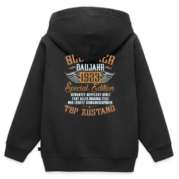 Oldtimer Baujahr 1923 - Kinder Premium Organic Zip Hoodie - Schwarz - Hinten - AI Model Kid Male (0cm)