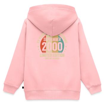September 2000 23 Jahre Jubiläumsgeschenk - Kinder Premium Organic Zip Hoodie - Rosa - Hinten - AI Model Kid Female (0cm)