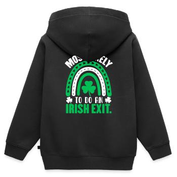 Most Likely To Do An Irish Exit - Kids Premium Organic Zip-up Hoodie - black - Back - AI Model Kid Male (0cm)