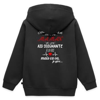 pas parfaite aide-soignante;cadeau aide soignante - Sweat Premium à capuche zippé enfant bio - noir - Dos - AI Model Kid Male (0cm)