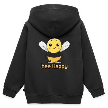 bee Happy - Kinder Premium Organic Zip Hoodie - Schwarz - Hinten - AI Model Kid Male (0cm)