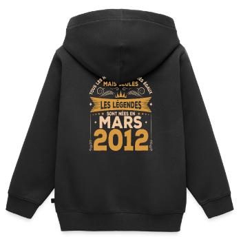 Mars 2012 | Mars 2012 anniversaire 2012 - Sweat Premium à capuche zippé enfant bio - noir - Dos - AI Model Kid Male (0cm)