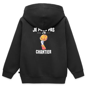 J'PEUX PAS J'AI CHANTIER - CASQUE DE CHANTIER - Sweat Premium à capuche zippé enfant bio - noir - Dos - AI Model Kid Male (0cm)
