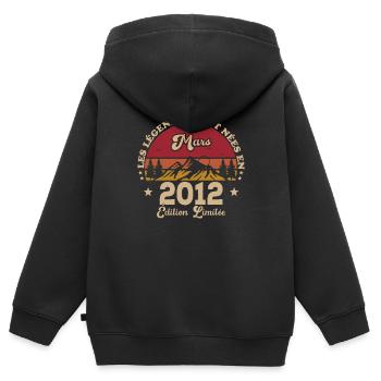 Mars 2012 | Mars 2012 anniversaire 2012 - Sweat Premium à capuche zippé enfant bio - noir - Dos - AI Model Kid Male (0cm)