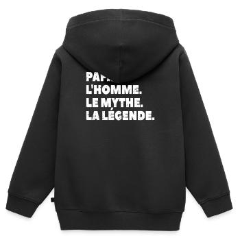 DAD THE MAN THE MYTH THE LEGEND - Kinder Premium Organic Zip Hoodie - Schwarz - Hinten - AI Model Kid Male (0cm)
