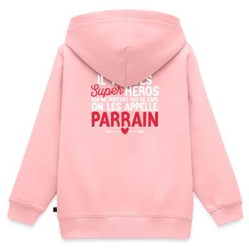 Super-héros Sans Cape : Le Parrain - Sweat Premium à capuche zippé enfant bio - rose - Dos - AI Model Kid Female (0cm)