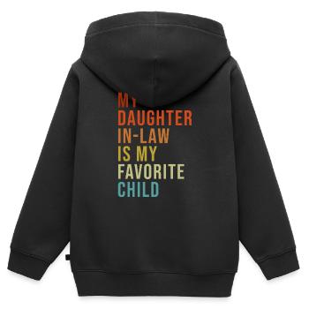 Meine Schwiegertochter ist mein Lieblingskind - Kinder Premium Organic Zip Hoodie - Schwarz - Hinten - AI Model Kid Male (0cm)