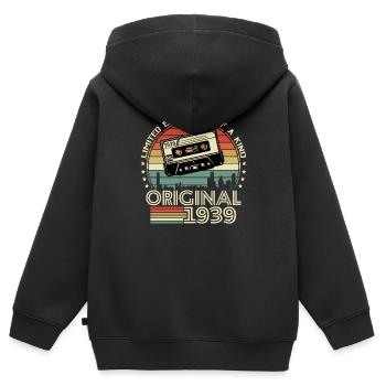 Vintage 1939 Geschenk - Kinder Premium Organic Zip Hoodie - Schwarz - Hinten - AI Model Kid Male (0cm)