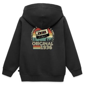 Vintage 1936 Geschenk - Kinder Premium Organic Zip Hoodie - Schwarz - Hinten - AI Model Kid Male (0cm)