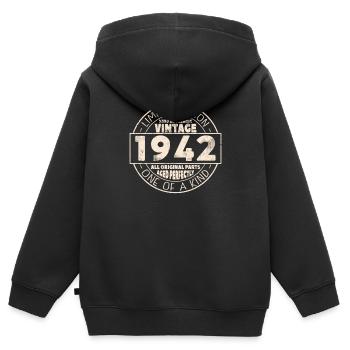 Geschenk 1942 Vintage, 81/82 Jahre - Kinder Premium Organic Zip Hoodie - Schwarz - Hinten - AI Model Kid Male (0cm)