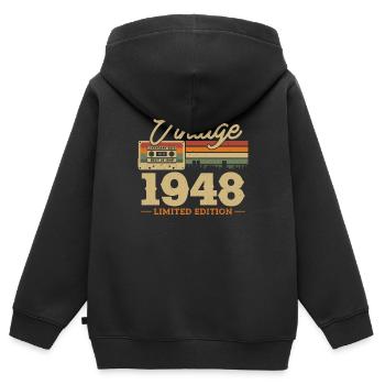 1948 - 75/76. Geburtstag - Kinder Premium Organic Zip Hoodie - Schwarz - Hinten - AI Model Kid Male (0cm)
