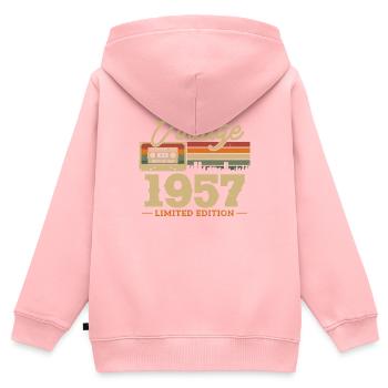 1957 - 66/67 Geburtstag - Kinder Premium Organic Zip Hoodie - Rosa - Hinten - AI Model Kid Female (0cm)