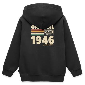 Vintage 1946 Geburtstagsgeschenk - Kinder Premium Organic Zip Hoodie - Schwarz - Hinten - AI Model Kid Male (0cm)