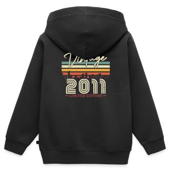 Vintage Geburtstagsgeschenk 2011 12/13 J. - Kinder Premium Organic Zip Hoodie - Schwarz - Hinten - AI Model Kid Male (0cm)