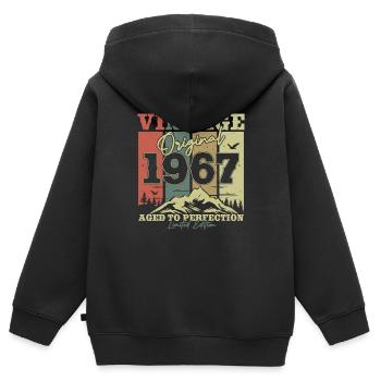 Ursprünglich 1967 Vintage Geburtstags-Retro - Kinder Premium Organic Zip Hoodie - Schwarz - Hinten - AI Model Kid Male (0cm)