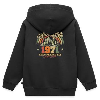 Vintage 1971 Geburtstagsgeschenk - Kinder Premium Organic Zip Hoodie - Schwarz - Hinten - AI Model Kid Male (0cm)