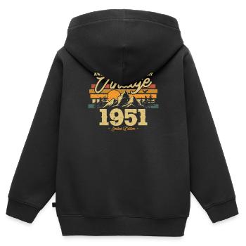 1951 Nostalgie Geburtstagsgeschenk - Kinder Premium Organic Zip Hoodie - Schwarz - Hinten - AI Model Kid Male (0cm)