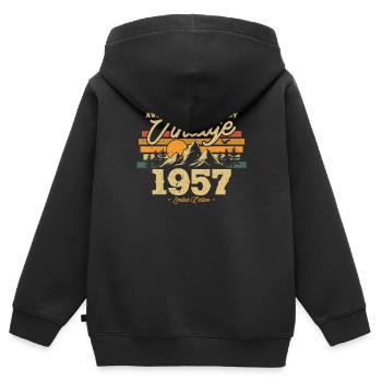 Vintage 1957 Geburtstagsgeschenk - Kinder Premium Organic Zip Hoodie - Schwarz - Hinten - AI Model Kid Male (0cm)