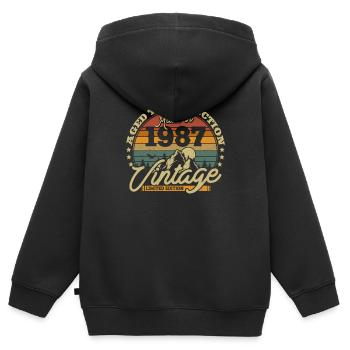 Vintage Geburtstagsgeschenk 1987 - Kinder Premium Organic Zip Hoodie - Schwarz - Hinten - AI Model Kid Male (0cm)