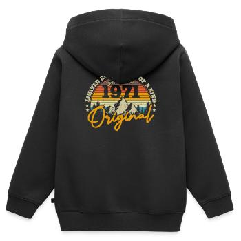 Vintage 1971 Geburtstagsgeschenk - Kinder Premium Organic Zip Hoodie - Schwarz - Hinten - AI Model Kid Male (0cm)