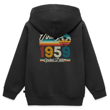 Vintage 1959 Geburtstagsgeschenk - Kinder Premium Organic Zip Hoodie - Schwarz - Hinten - AI Model Kid Male (0cm)