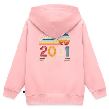 Millésime 2001 Cadeau - 22/23 ans - Sweat Premium à capuche zippé enfant bio - rose - Dos - AI Model Kid Female (0cm)
