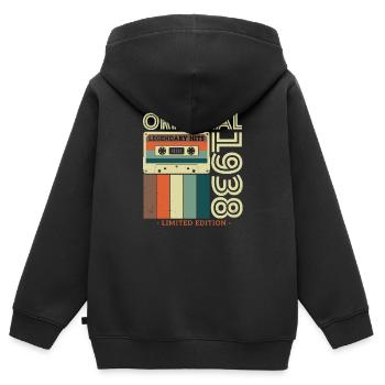 1938 Vintage Geburtstagsgeschenk - Kinder Premium Organic Zip Hoodie - Schwarz - Hinten - AI Model Kid Male (0cm)