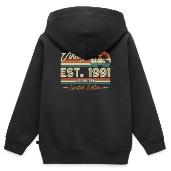 Vintage Geburtstagsgeschenk 1991 - Kinder Premium Organic Zip Hoodie - Schwarz - Hinten - AI Model Kid Male (0cm)