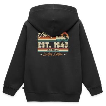 Vintage Geburtstagsgeschenk 1945 - Kinder Premium Organic Zip Hoodie - Schwarz - Hinten - AI Model Kid Male (0cm)