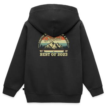 Cadeaux d’anniversaire saisonniers 2023 - Sweat Premium à capuche zippé enfant bio - noir - Dos - AI Model Kid Male (0cm)