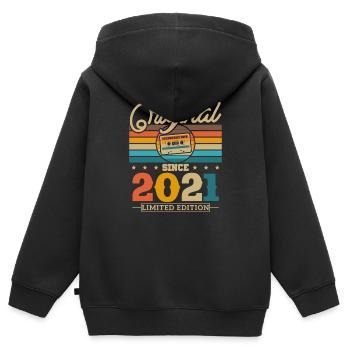 Calendrier saisonnier rétro 2021 - Sweat Premium à capuche zippé enfant bio - noir - Dos - AI Model Kid Male (0cm)