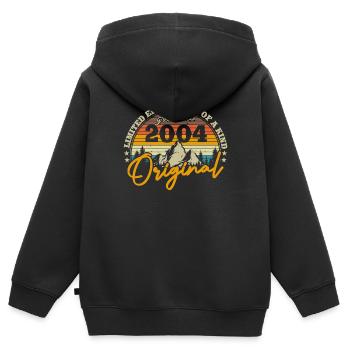 Nostalgie Cadeau d’anniversaire '04 - Sweat Premium à capuche zippé enfant bio - noir - Dos - AI Model Kid Male (0cm)