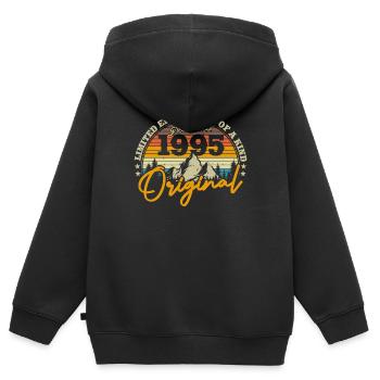 Cadeau d’anniversaire nostalgique 1995 - Sweat Premium à capuche zippé enfant bio - noir - Dos - AI Model Kid Male (0cm)