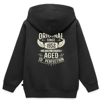 Cadeau nostalgique : anniversaire de 1952 - Sweat Premium à capuche zippé enfant bio - noir - Dos - AI Model Kid Male (0cm)