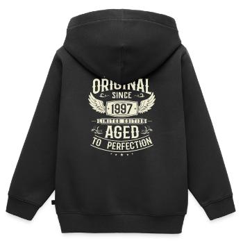 Vintage 1997 Cadeau d’anniversaire - Sweat Premium à capuche zippé enfant bio - noir - Dos - AI Model Kid Male (0cm)