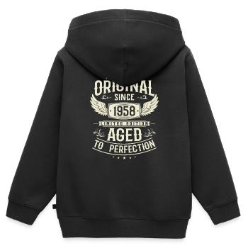 Authentisches Vintage-Geschenk 1958 - Kinder Premium Organic Zip Hoodie - Schwarz - Hinten - AI Model Kid Male (0cm)