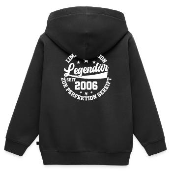 Geburtstagsgeschenk - Legendar Seit 2006 - Kinder Premium Organic Zip Hoodie - Schwarz - Hinten - AI Model Kid Male (0cm)