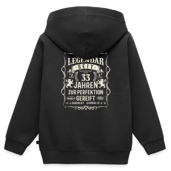 Perfektion seit 33 Jahren - Kinder Premium Organic Zip Hoodie - Schwarz - Hinten - AI Model Kid Male (0cm)