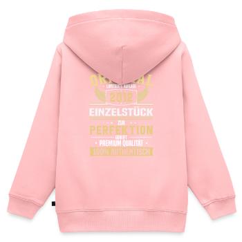Vintage Jahrgangsgeschenk 2012 - Kinder Premium Organic Zip Hoodie - Rosa - Hinten - AI Model Kid Female (0cm)