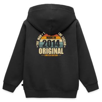 Geboren 2014 Legende - Kinder Premium Organic Zip Hoodie - Schwarz - Hinten - AI Model Kid Male (0cm)
