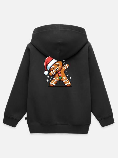 Dabbing Christmas Gingerbread Dab Christmas - Kids Premium Organic Zip-up Hoodie - black